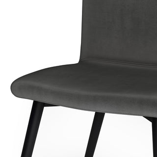 Sunvega Dark Grey Velvet Upholstered Dining Chairs Set of 2 with Curved Seat Back