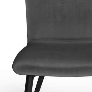 Sunvega Dark Grey Velvet Upholstered Dining Chairs Set of 2 with Curved Seat Back