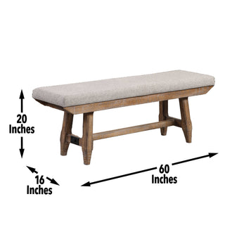 Sunvega Rustic Driftwood Finish Pine and Rubberwood Upholstered Bench