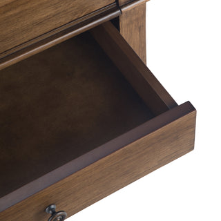 Sunvega Handcrafted Solid Wood Bedside Table with Drawers in Natural Aged Brown