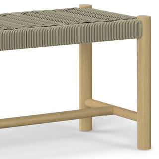 Sunvega Acacia Wood Bench with Woven Rope Seat for Outdoor and Indoor