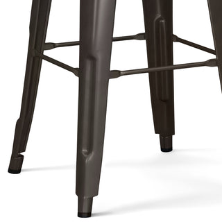 Sunvega Industrial Metal Bar Stool Set of 2 with Curved Back and Foot Rest