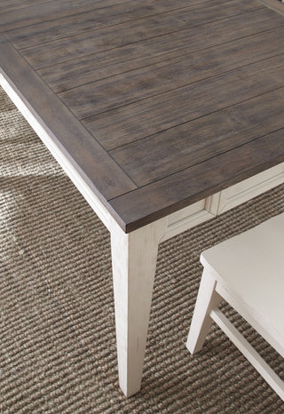 Sunvega Dark Oak & White Modern Farmhouse Horizontal Planked Hardwood Table