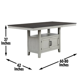 Sunvega Acacia Wood Counter Table with Hidden Storage and Extendable Leaf