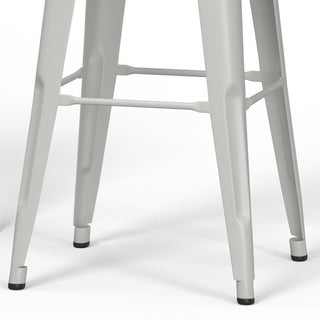 Sunvega White Metal Counter Height Stools with Curved Back and Footrest Set of 2