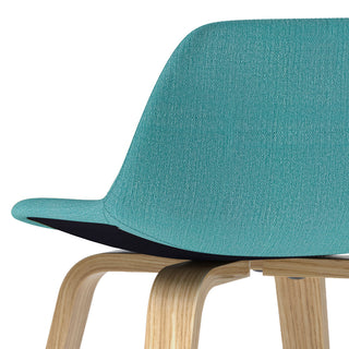Sunvega Mid Century Modern Bentwood Counter Bar Stool Set of 2 with Aqua Blue Upholstery