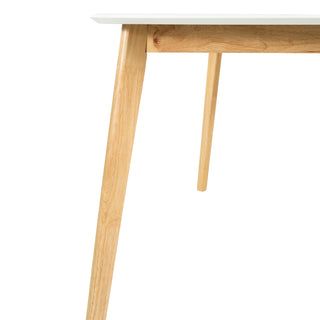 Sunvega Mid-Century Modern Dining Table with Faux Wood Top and Rubberwood Legs