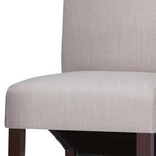 Sunvega Light Beige Linen Look Fabric Upholstered Contemporary Dining Chair Set of 2