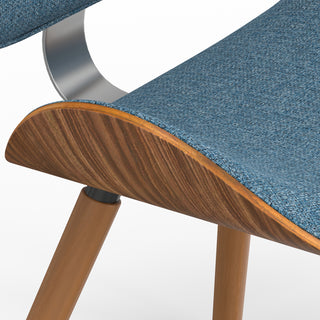 Sunvega Mid Century Modern Dining Chair with Denim Blue Fabric and Walnut Frame