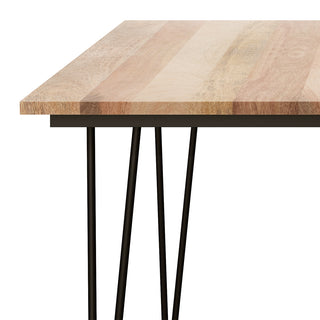 Sunvega 54-inch Square Dining Table in Natural with Solid Mango Wood Top and Hairpin Legs