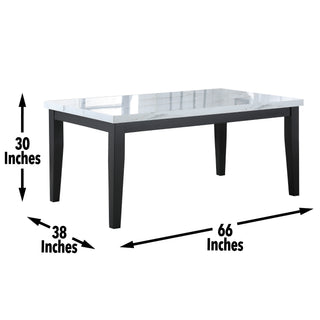 Sunvega Faux Marble Top Dining Table in Cordovan Dark Cherry Finish