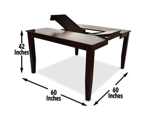 Sunvega Dark Espresso Mango Wood Counter Table with Self-Storing Leaf