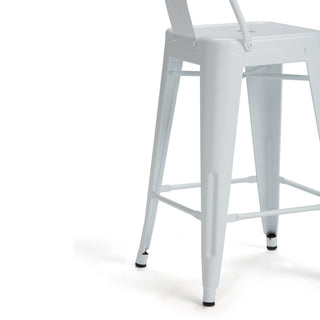 Sunvega Industrial Metal Counter Height Stool Set of 2 with Curved Back and Foot Rest