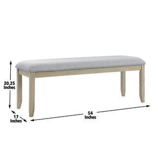 Sunvega Upholstered Top Bench with Memory Foam and Wheat Finish for Dining