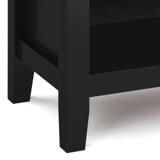 Sunvega Black Transitional Wood Bedside Table with Drawer and Storage Shelf