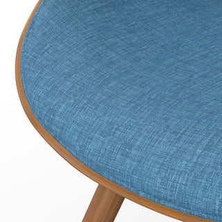 Sunvega Blue Linen Look Bentwood Dining Chair with Curved Padded Seat and Back