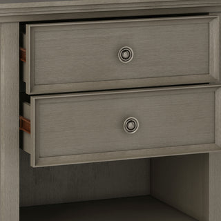 Sunvega Handcrafted Solid Wood Farmhouse Grey Bedside Table with Drawers