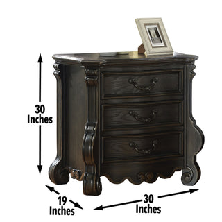 Sunvega Dark Brown Nightstand with French Dovetail Drawers and Antique Finish