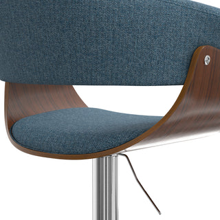 Sunvega Adjustable Swivel Bar Stool with Polished Chrome Base in Denim Blue