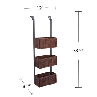 Sunvega Over-The-Door 3-Tier Woven Basket Storage Unit for Craft Room