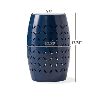 Sunvega Unique Barrel Shaped All Metal Lace Cut Outdoor Side Table for Patio