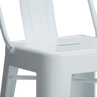 Sunvega White Metal Bar Stools with Curved Back and Foot Rest Set of 2