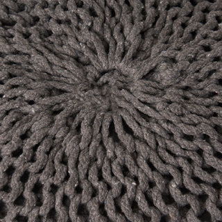 Sunvega Handmade Knit Weave Round Pouf from Recycled PET Yarn for Indoor Outdoor