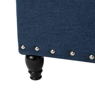 Sunvega Dark Brown Birch Legs Storage Ottoman with Light Assembly Required