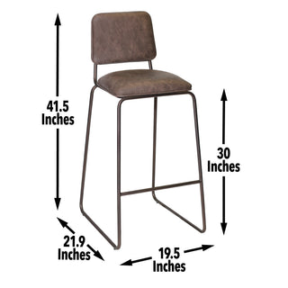 Sunvega Brown Barstool with Metal Footrest and Shaped Seat for 42 Inch Counters