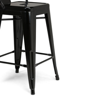 Sunvega Industrial Metal Counter Height Stool Set of 2 with Curved Back and Foot Rest