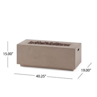 Sunvega Modern 40" 40,000 BTU Rectangular Lightweight Concrete Propane Fire Pit