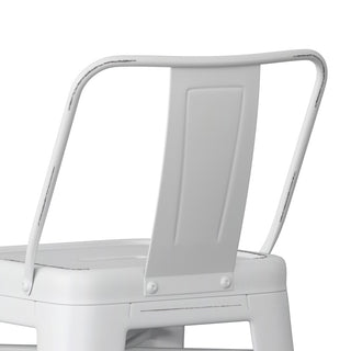 Sunvega Industrial Metal Counter Height Stool Set of 2 in Distressed White