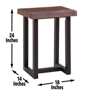 Sunvega Rustic Live Edge Stool Set of 2 in Cherry and Ebony Finish
