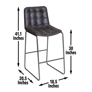 Sunvega Retro Tufted Metal Barstool with Footrest for 42-Inch Counters