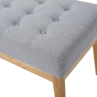 Sunvega Mid Century Modern Tufted Bench with Solid Birch Legs and Natural Finish
