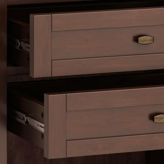 Sunvega Russet Brown Solid Wood Transitional Nightstand with Two Drawers and Shelf