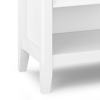 Sunvega White Handcrafted Solid Wood Transitional Bedside Table with Two Spacious Drawers