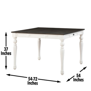 Sunvega Two-Tone Ivory Mocha Finish Acacia Farmhouse Counter Table with Leaf