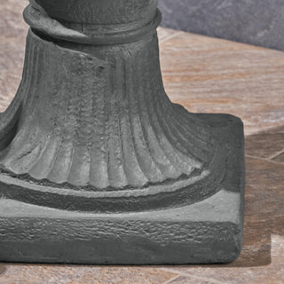 Sunvega Roman Design Concrete Chalice Urn Planter with Botanical Accents for Garden