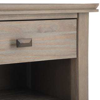 Sunvega Distressed Grey Transitional Bedside Table with Drawer and Shelf