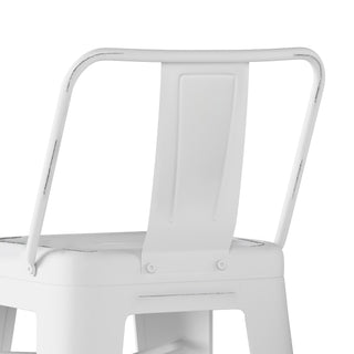 Sunvega Industrial Metal Bar Stool Set of 2 with Curved Back and Foot Rest