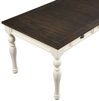 Sunvega Ivory and Mocha Acacia Wood Dining Table with Four Drawers