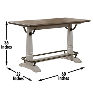 Sunvega White Gathering Table with Plank Top and Double Pedestal Base for Six