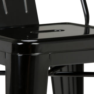 Sunvega Industrial Metal Counter Height Stool Set of 2 with Curved Back and Foot Rest