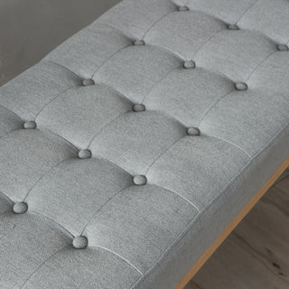 Sunvega Mid Century Modern Tufted Bench with Solid Birch Legs and Natural Finish