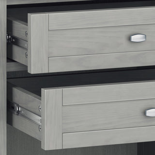 Sunvega Fog Grey Solid Wood Nightstand with Two Drawers and Open Shelf