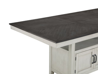 Sunvega Acacia Wood Counter Table with Hidden Storage and Extendable Leaf