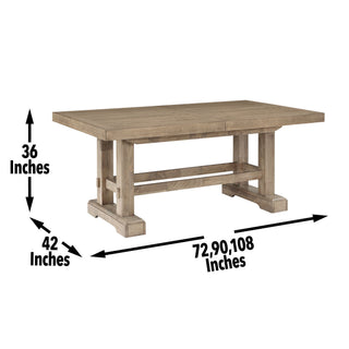 Sunvega Weathered Sand Finish Mango Wood Counter Table with Extendable Leaves
