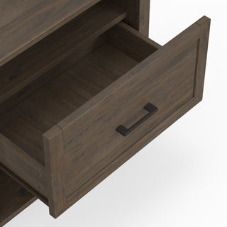 Sunvega Handcrafted Solid Wood Smoky Brown Bedside Table with Drawer and Storage