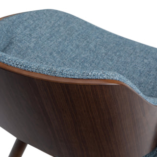Sunvega Denim Blue Bentwood Dining Chair with Wood Back and Mid Century Modern Style